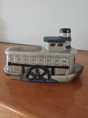 Vintage 1950s Shafford Japan Ceramic Riverboat Planter No. 4118 Mid-Century